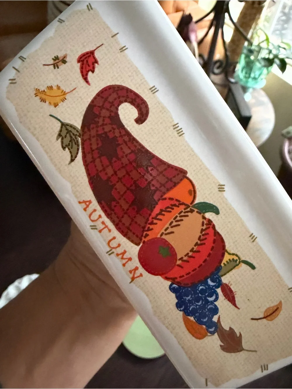 Autumn Cornucopia Ceramic Planter - Fall Harvest Design